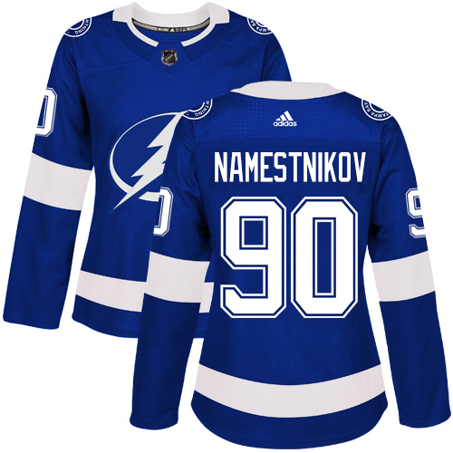 Adidas Tampa Bay Lightning #90 Vladislav Namestnikov Blue Home Authentic Women Stitched NHL Jersey->women nhl jersey->Women Jersey